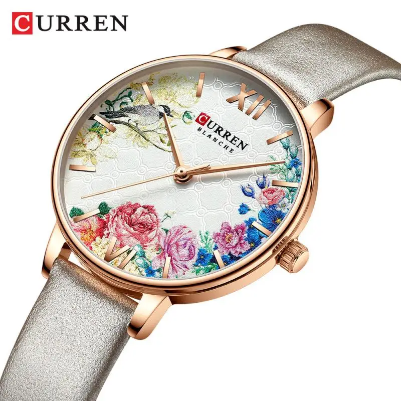 

Watch Women Luxury Wristwatch Ladies Waterproof Leather Watchband Fashion Flower Quartz Watch High Quality Casual Wristwatch
