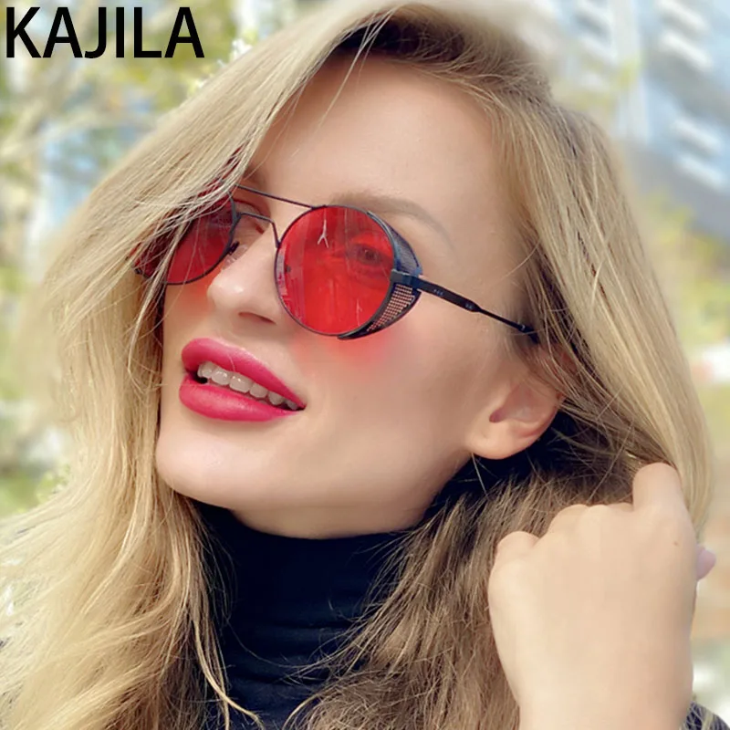 

Round Steampunk Sunglasses Men New Arrival 2020 Retro Metal Frame Brand Designer Hollow Sun Glasses For Man Wholesale 1901