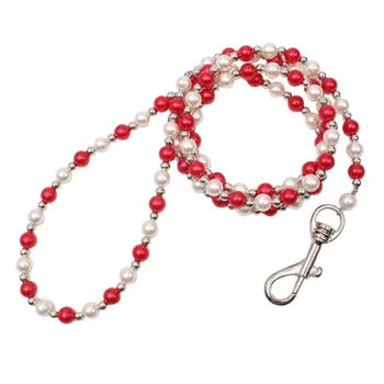 

XBe Good Small Dog Leash Luxury White Pearl Beads Lead Safety Walking Running Training Pet Fashion Chain Leash for Cat Puppy