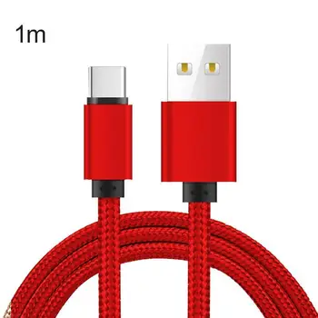

Nylon USB Cable 2A Fast Charge Line Mobile Phone Data Red, Black Cable For Type-C 1m/39.4inch, 2m/78.7inch