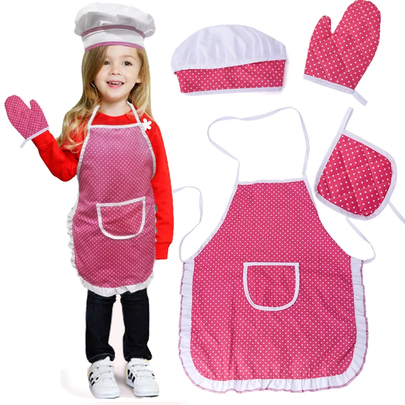 Childrens Chef Apron Cooking Baking Kitchen Girl Role Playing Play Toys For Kids