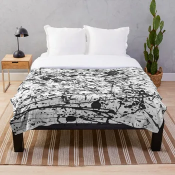 

Soft Blanket for Bed Sherpa Flannel Fleece Blanket Home Travel Sofa Soft Throw Blanket Mijumi Pollock Black And White