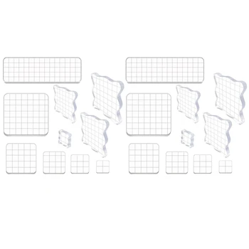

20 Pieces Stamp Blocks Acrylic Clear Stamping Blocks Tools with Grid Lines for Scrapbooking Crafts Making,Assorted Sizes