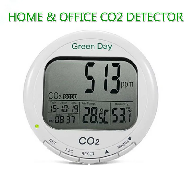 AZ7788 CO2 детектор с диапазоном измерения сигнализации 0~ 9999ppm CO2 температура концентрации влажность в 1 прибор обнаружения