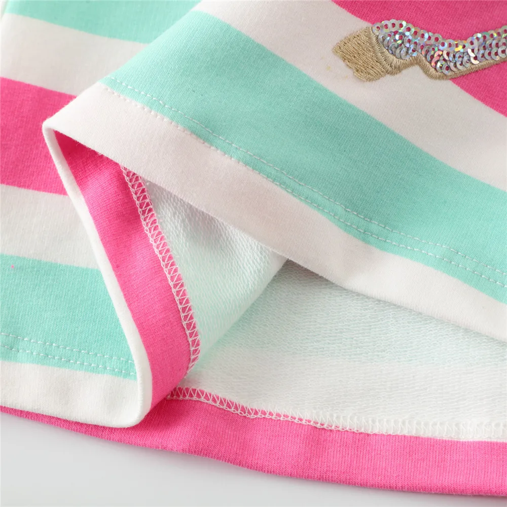 Fashion Children Dresses Cotton Princess Girls Dress with Hooded Unicorn Beading