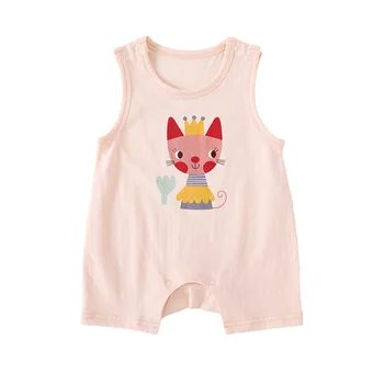 

Pureborn Newborn Baby Romper Breathable Cotton Sleeveless Baby Boy Girl Romper Cartoon Pattern Summer Baby Clothes