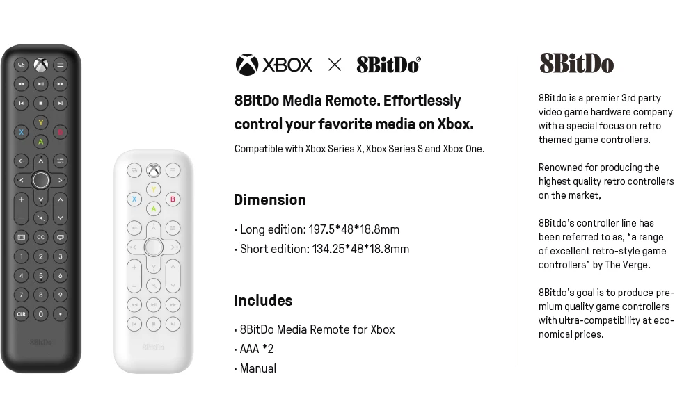 8Bitdo Media Remote untuk Xbox One Xbox 