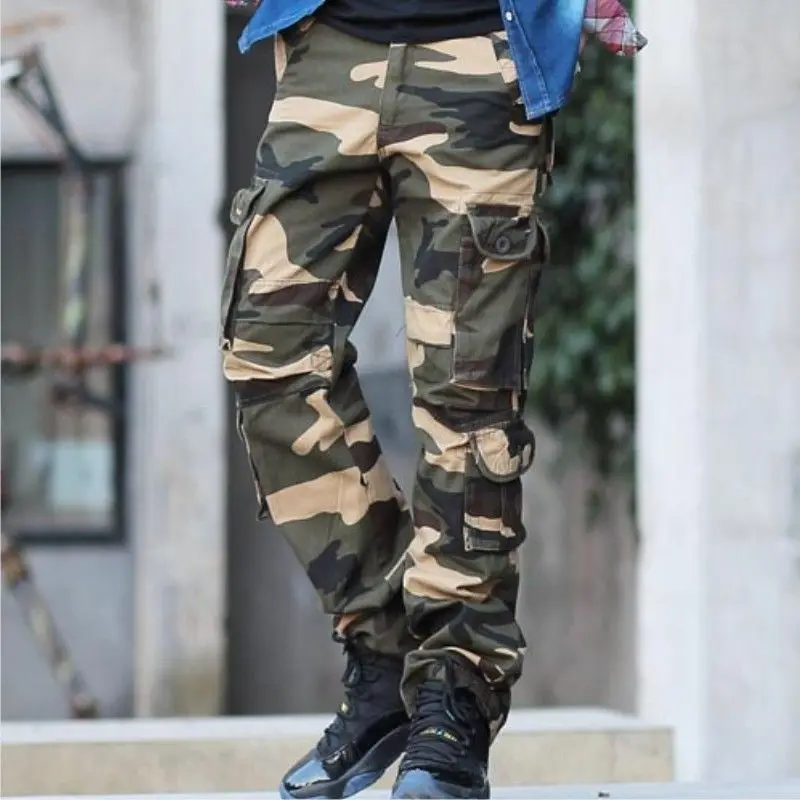 

2019 New Style Europe And America Hot Selling Multi-pockets Pure Cotton Washing Bib Overall Long Pants Outdoor Camouflage Pants