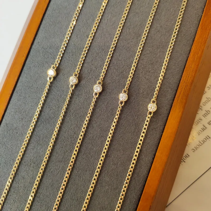 Aazuo INS Real 18K Yellow Gold Real Diamonds 0.12ct Fairy Bubbles Bracelet For Woman Upscale Trendy Engagement Party Au750