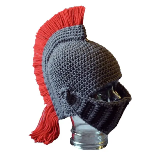 Spartan Helmet Knight Crochet Hat 