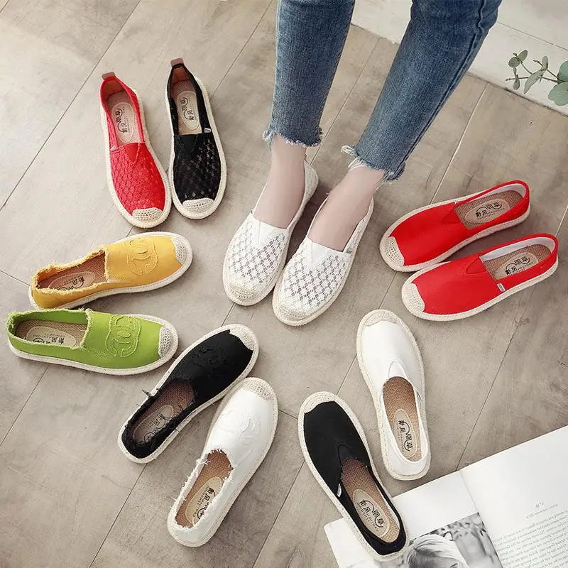 

2018 Spring New Style Flat Flax Fisherman Shoes WOMEN'S Canvas Shoes a Pedal Lazy Casual Students Cloth Shoes Korean-style