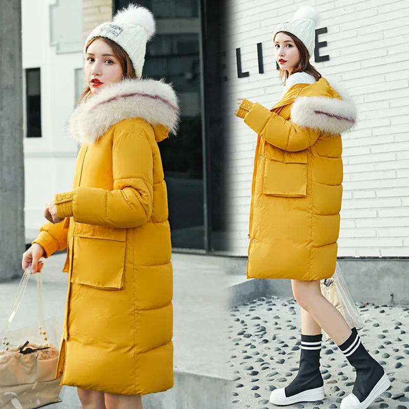 

Photo Shoot 2019 Winter New Style Ol Elegant Korean-style WOMEN'S Wear Hooded Slim Women's Cotton-padded Clothes Mid-length Cott
