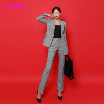 

2019 Korean version of autumn casual suit + pants female professional wear temperament two-piece
