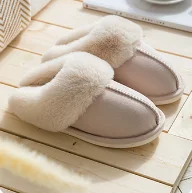 Beige JIANBUDAN/плюшевые теплые домашние тапочки на плоской подошве; легкие мягкие удобные зимние тапочки; Женская хлопковая обувь; домашние плюшевые Тапочки - Цвет: Beige