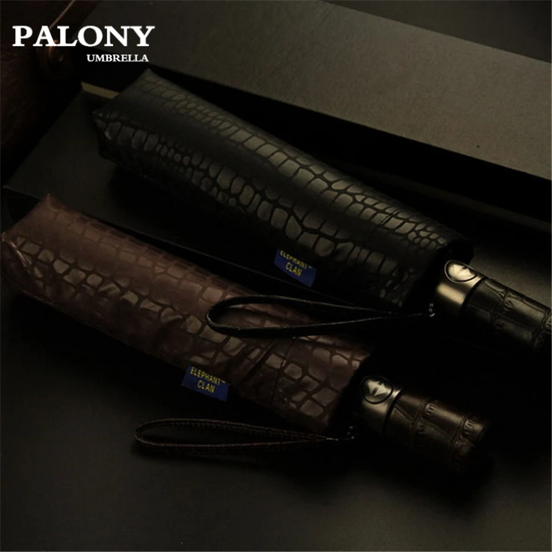 PALONY Imitation Crocodile Skin Umbrella Men Rain Women Three Folding Windproof Fully Automatic Gentle High Quality Umbrellas | Дом и сад