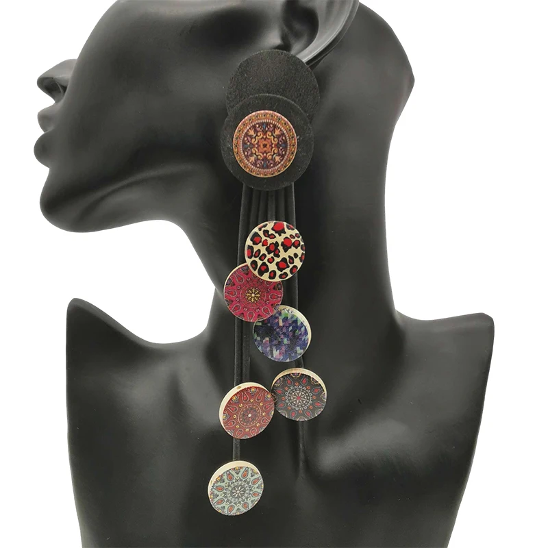 UK New Ethnic Style Drop Earrings Women Printing Bohemia Statement Earrings Handmade Jewelry Wooden Earring Ear Accessories drop earrings dangle earrings long earrings dome teardrop earrings