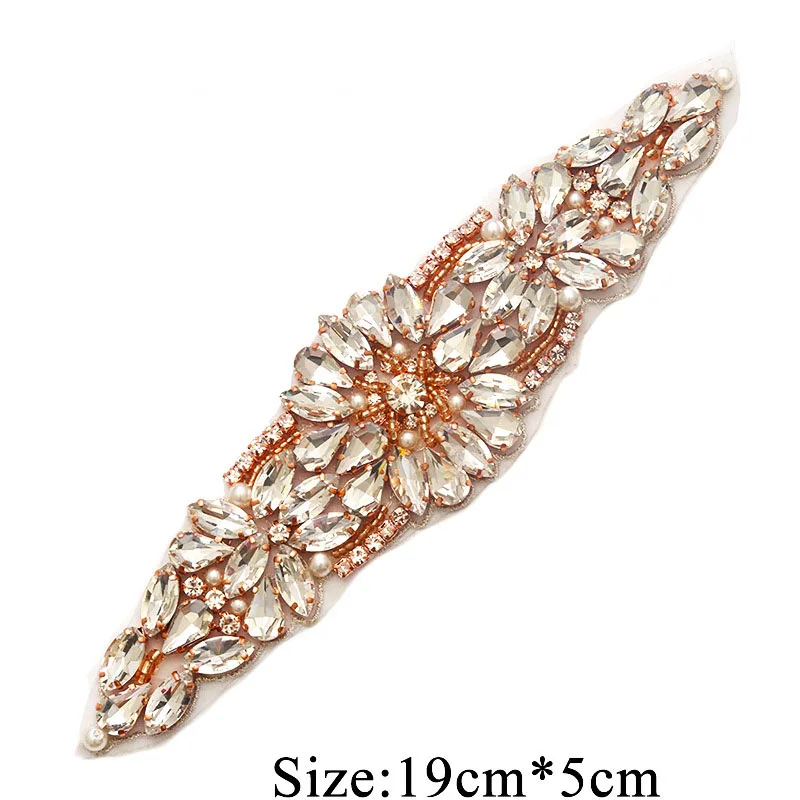 Rose Gold Серебряное синее свадебное платье со стразами Аппликация патчи ручной работы шитье свадебный кристалл аппликация «сделай сам» ремни головной убор для невесты - Цвет: Rose Gold