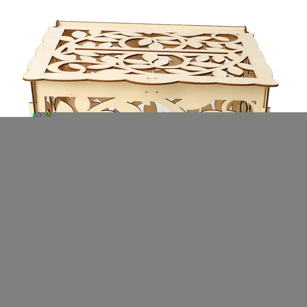 

Large Rustic Envelope Gift Card Boxes Wedding, Party Lock As Picture Slot Wooden Gift Box Floral