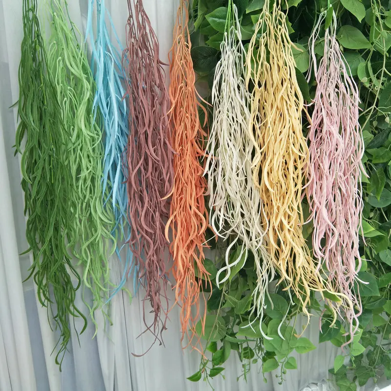 

Plastic Rattan Wall Hanging Vine for Home Decoration, Faux Plant, Willow Leaf, Wicker Fake Grass, Wedding Decor, 1.2m, 4Pcs Lot