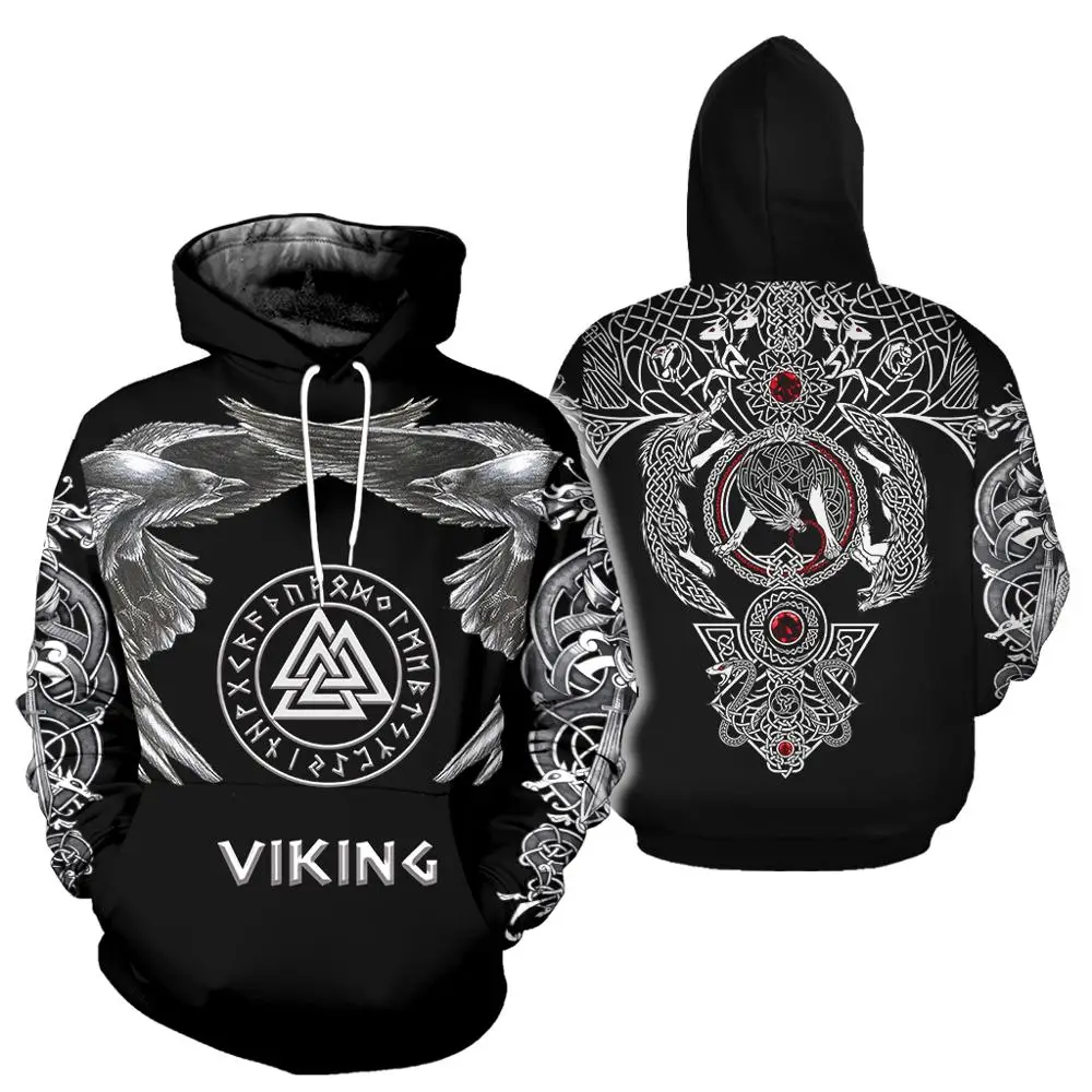 Ух девушка 2019 Новая мода Viking татуировки балахон 3D Печатных Один толстовка