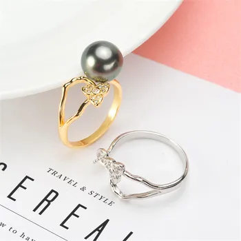 

Adjustable Ring Jewelry Parts Fittings Silver Accessories Ring Settings Findings Set Base Component Pearl Ring Women Nice Gift