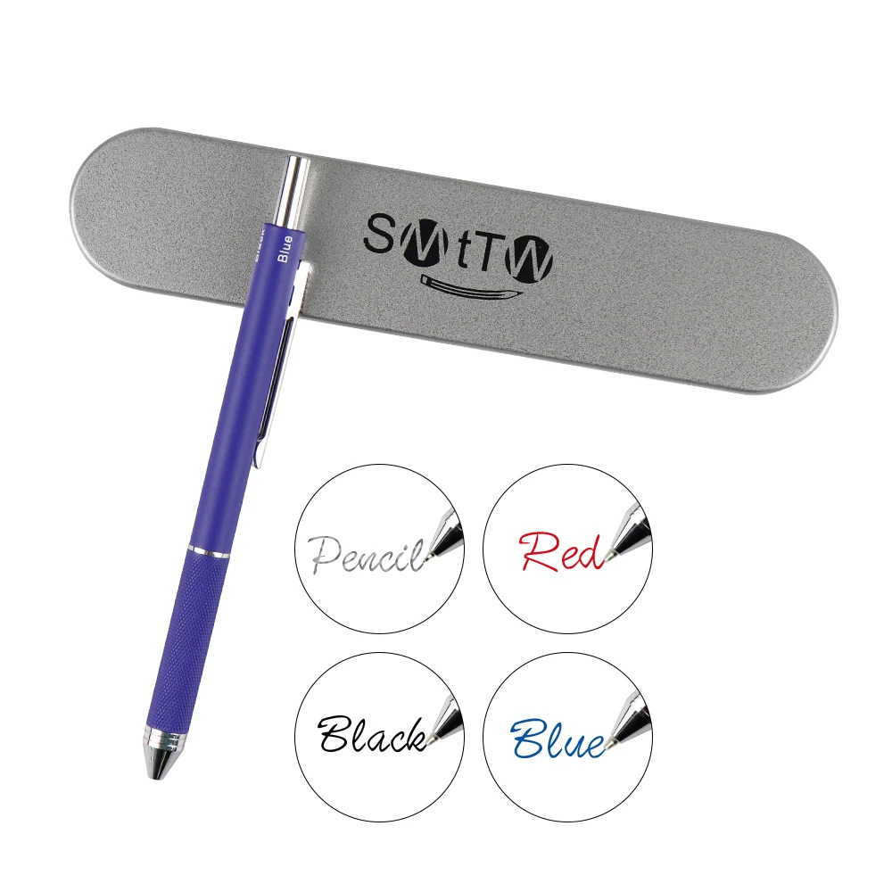 SML 1 шт. 4-в-1 разноцветная ручка-с металлическим корпусом-красный/синий шариковая ручка, цвет: черный, синий, красный чернилами Шариковая ручка и 0,5 мм карандаш