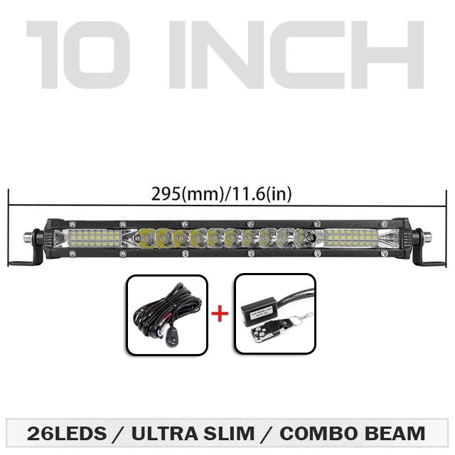 10 дюймов 20 дюймов 30 дюймов светодиодный светильник комбинированный луч ультра тонкий прямой светодиодный светильник Однорядный рабочий светильник для внедорожников 4X4 ATV - Цвет: 10 inch wire remote