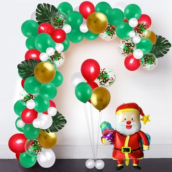

104pcs/lot Christams Balloon Santa Claus Pattern Balloons Chain Garland Christmas Party Arrangement Home Decor Latex Balloon