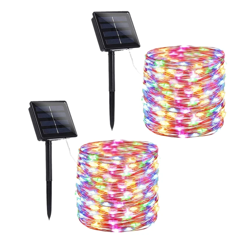 

Top-2 Pcs 72Ft 200 LED Solar Powered String Lights with 8 Lighting Modes Waterproof Copper Wire Lights for Garden Patio Lawn Lan