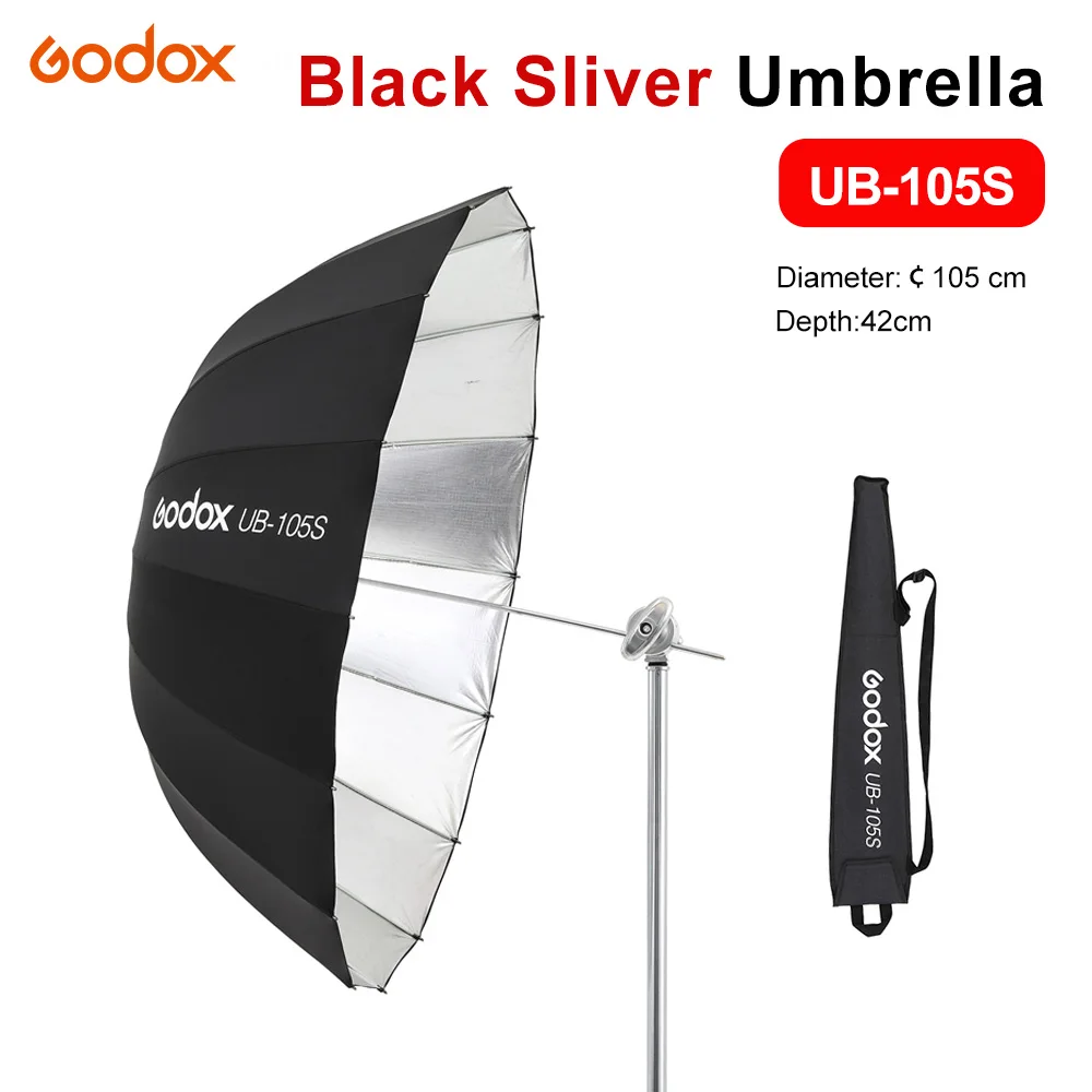 Godox Ub105s 41 Inch 165cm Parabolic Black Reflective Umbrella Studio
