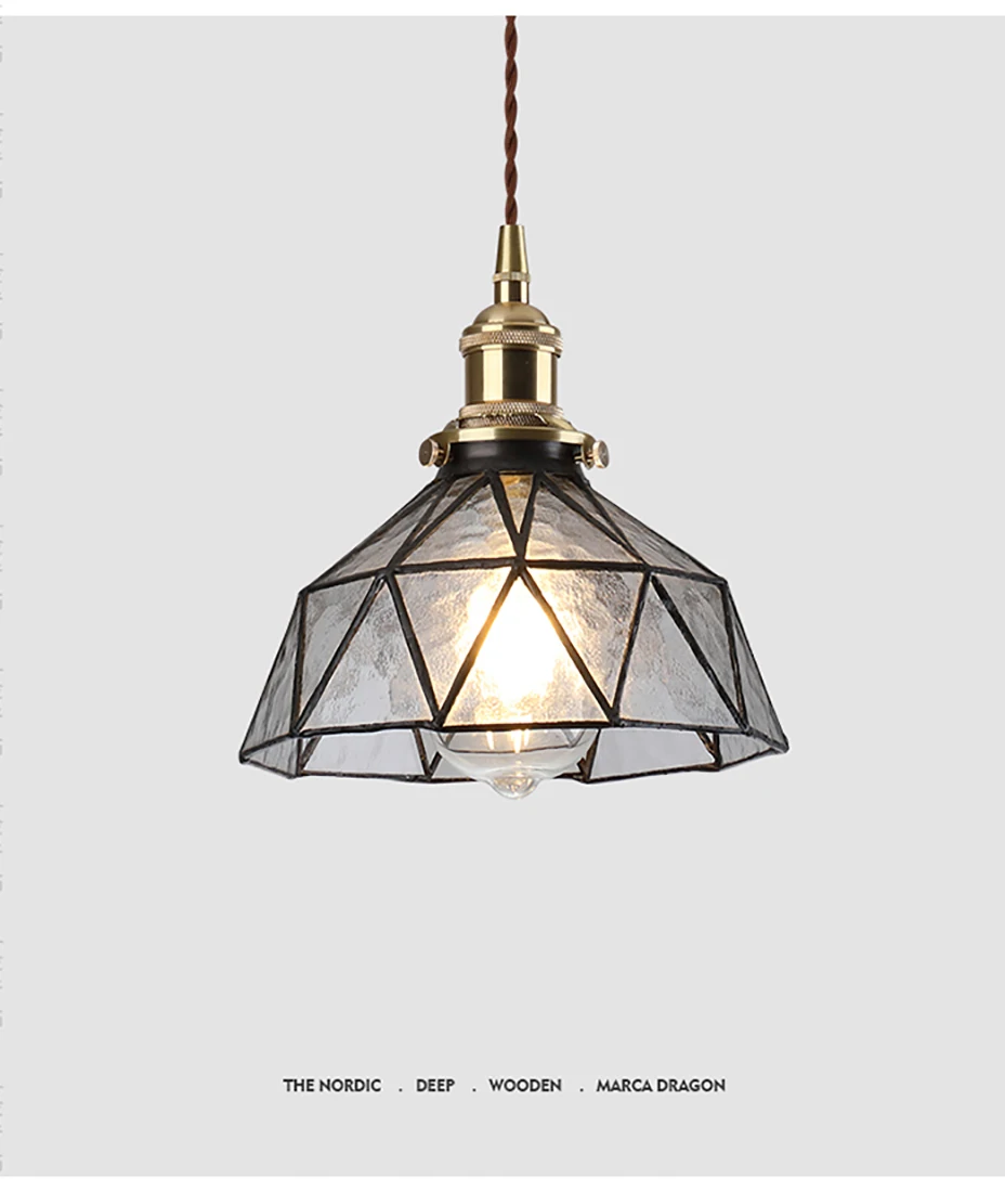 Nordic Винтаж led латунь фонаря ламповый патрон стеклянные абажуры для кухни для студентов, которые хотят для спальни прикроватный для прохода Подвесная лампа для ресторана