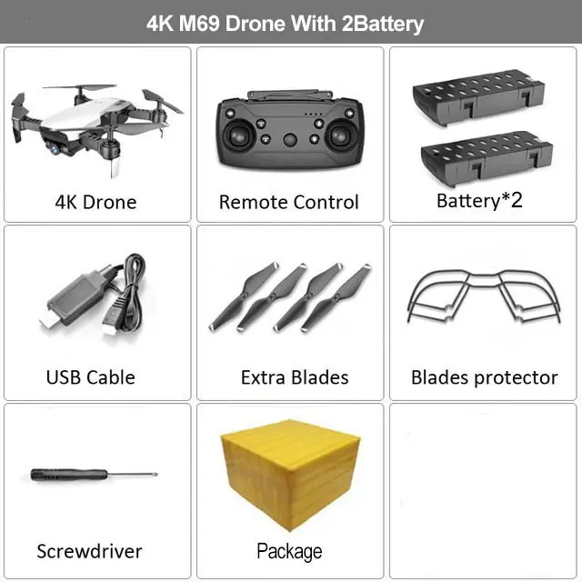 4K White 2B FB HGIYI M69G Радиоуправляемый Дрон Квадрокоптер с камерой 4K HD широкоугольный Дрон wifi FPV оптический поток складной вертолет селфи Дрон Vs E58 - Цвет: 4K White 2B FB