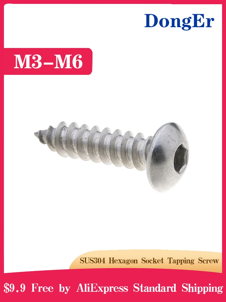 PCA [M3 M4 M5 M6] 304 Шестигранная головка из нержавеющей стали саморезы болт с круглой