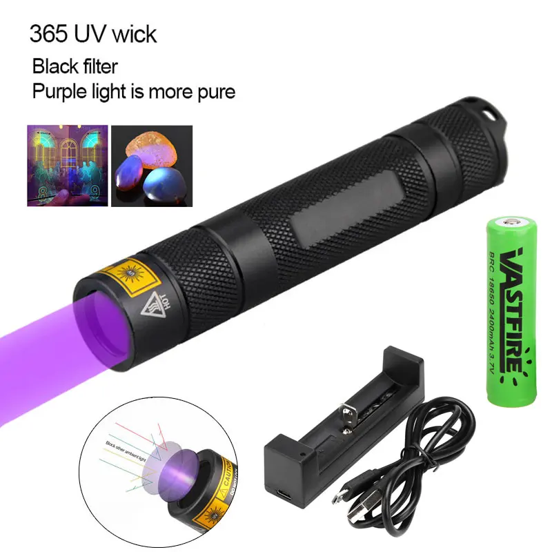 

Y6 365 Purple Flashlight UV Flashlight LED Ultra Ultraviolet Invisible Flashlight Torch for Pets Stain Hunting Marker