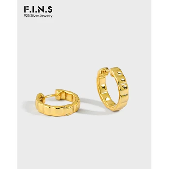 

F.I.N.S Minimalist Concave-Convex Lattice S925 Sterling Silver Small Hoop Earrings Ear Buckle Silver Fine Earrings 925 Woman