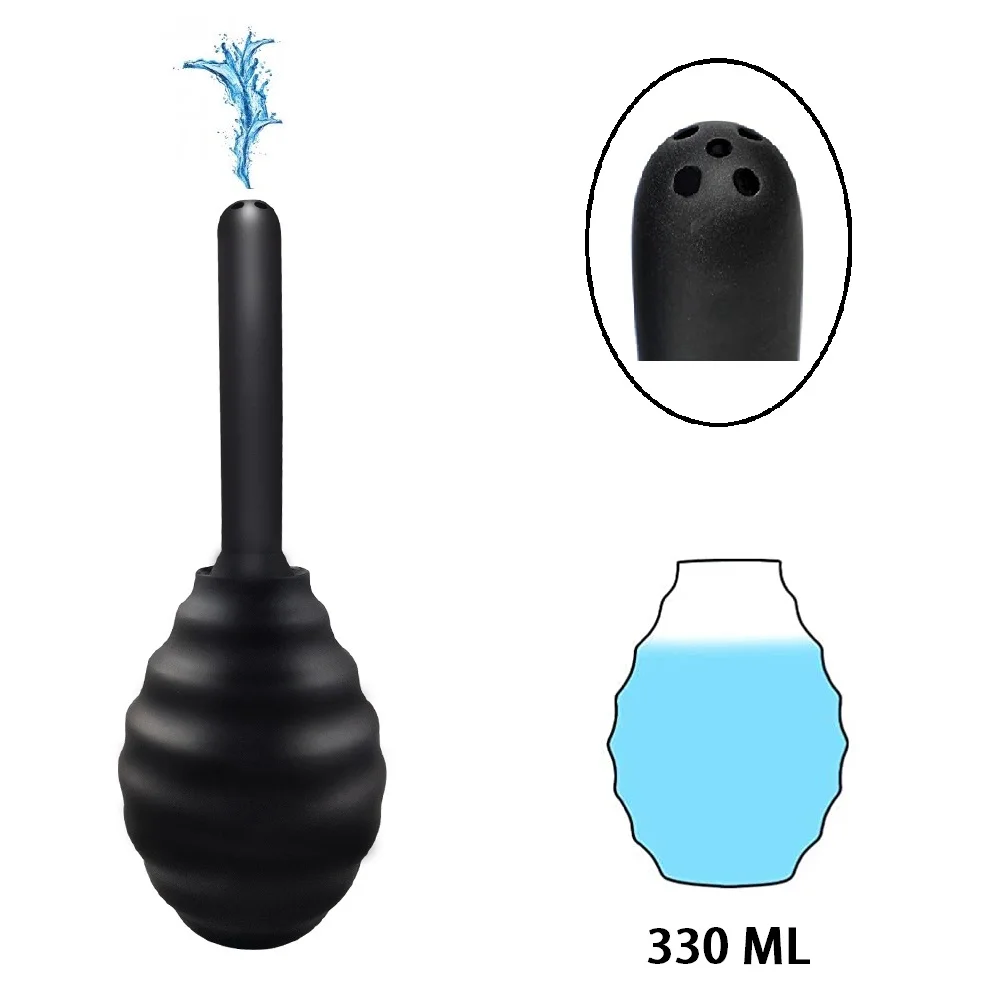 330ml Bulb Container Ball Douche Silicone Enema Syringe Shower Cleaning Head Anal Beads Butt