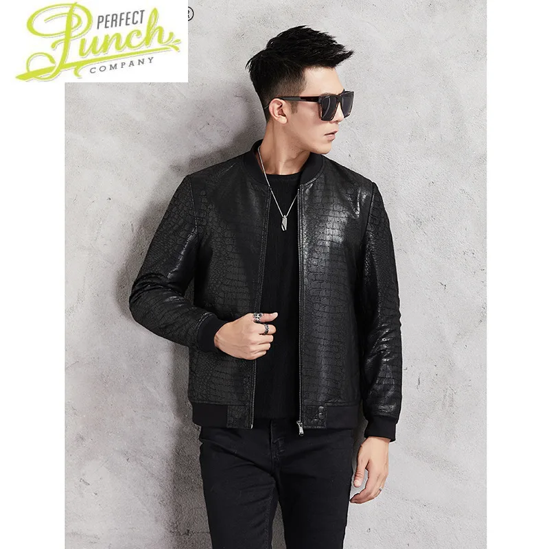 

Мужская Тонкая кожаная куртка Sping, черная Повседневная куртка из натуральной овечьей кожи, Gxy273, осень 100%