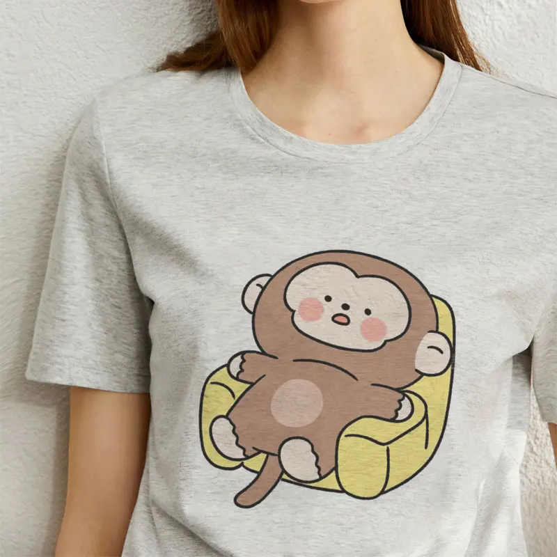 Летняя женская футболка с принтом животных из мультфильма каваи Harajuku милая