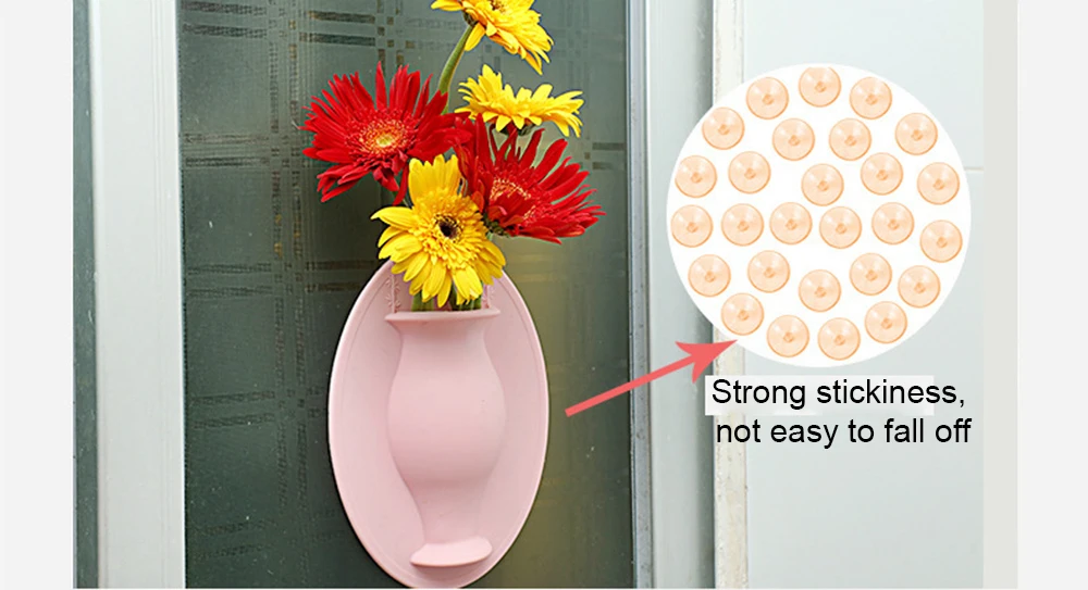 Силиконовый Настенный Цветок горшки для цветов искусственный цветок украшения для балкона холодильник ванная комната без следа наклейки