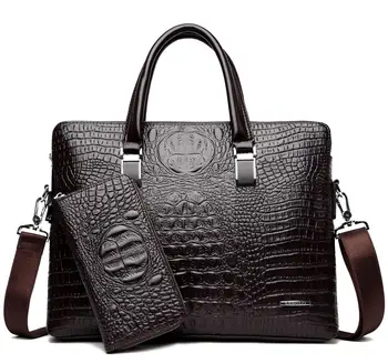 

Promotions Crocodile Bag Men Briefcase + Handbags Male Bags Business Brand Portable Briefcase Shoulder Messenger Bag