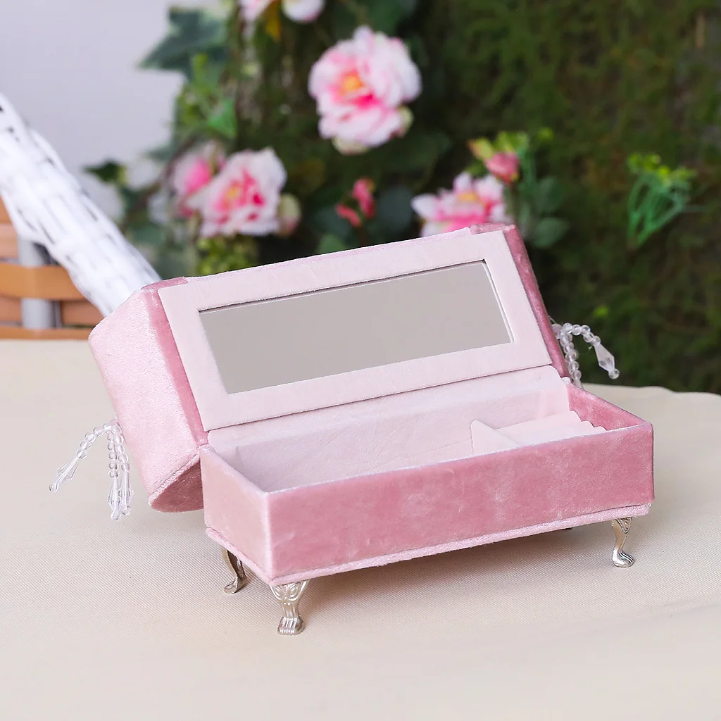 Soft Bowknot Couch Jewelry Box for Girls Travel Jewelry Organizer for Necklace Earring Rings Couch Jewelry Holder Case