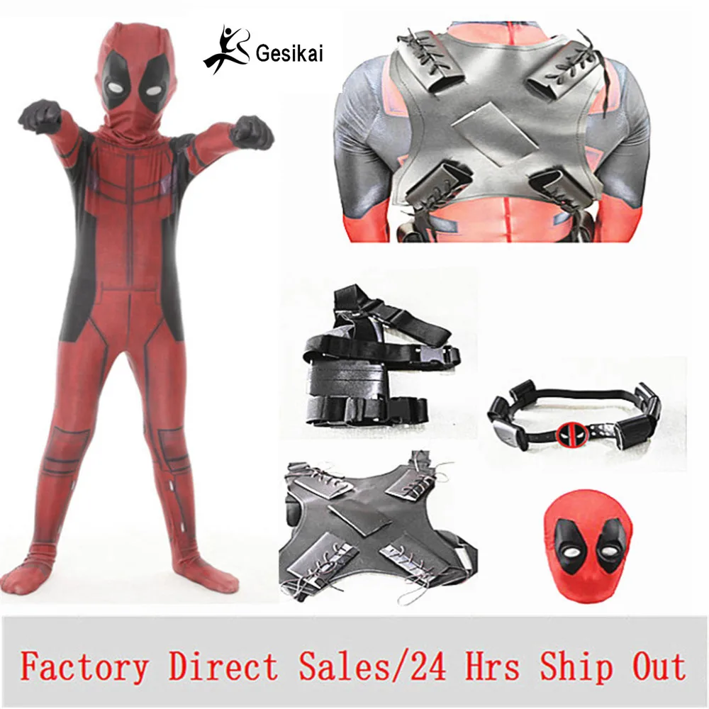 Kids Adult Deadpool Costume Cosplay Bodysuit Boys Fancy Dress Party Superhero UK 