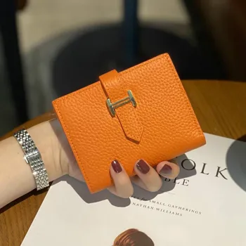 

Womens Wallets and Purses Genuine Leather Fashion Short Money Bag Luxury Phone Wallet Luxury Design Hasp Purse Small Wallet