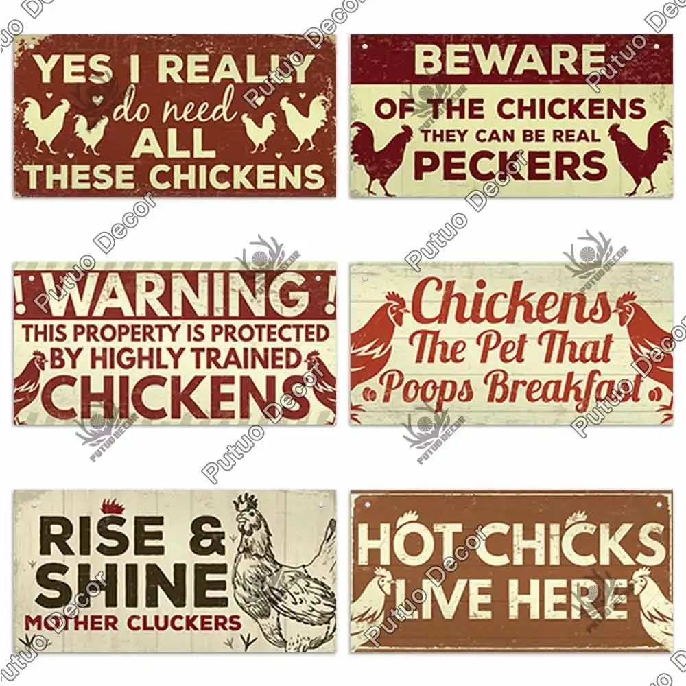 Putuo Decor Chicken Farm Wooden Signs Decorative Plaques for Wooden Plaques for Wall Decor Farm House Chicken Coop Decoration