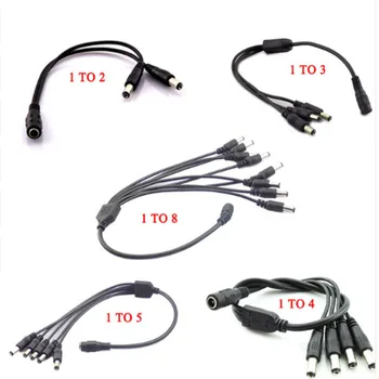 

12V 1 Female to 2 3 4 5 6 8 Male way DC Power Connectors Splitter Plug Cable adapter for CCTV Camera led strip light lamp N11