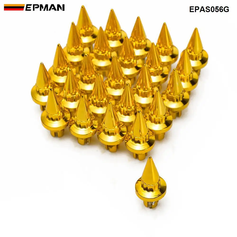 EPMAN-25 шт./лот, шип, хром, пластик, обод, губы, замена, колеса, заклепки/гайки для колеса, крышка колесных дисков, губа, винт, болт, шины EPAS056G - Название цвета: Золотой