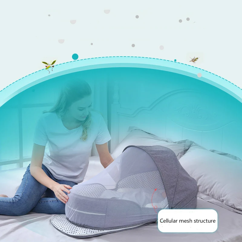 Multifunction Portable Baby Bed Travel Sun Protection Mosquito Net Baby Cribs Foldable Breathable Cunas Mummy Bag Baby Nest Bed