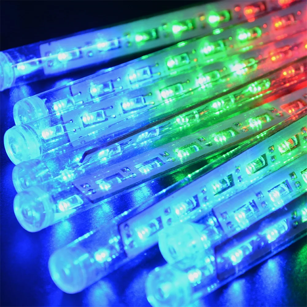 Multi-color Strip Lights Meteor Shower Rain Tubes LED String Christmas Lights Wedding Garden Holiday Decorate Waterproof Light - Испускаемый цвет: colorful EU PLUG