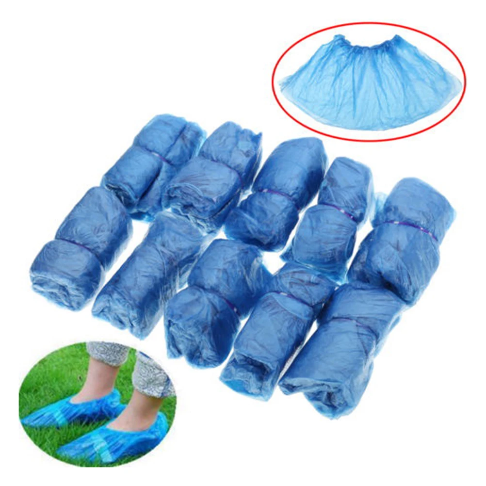 100pcs/lot Disposable Shoe Covers Hospital Overshoes Plastic Rain Waterproof Overshoes Boot Covers Shoe Care Kits Drop Shiping