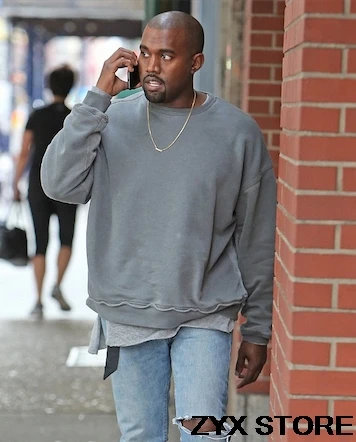Kanye West distent Process негабаритный Мужской пуловер толстовка с капюшоном хип-хоп Уличная с открытыми плечами мужские толстовки с капюшоном